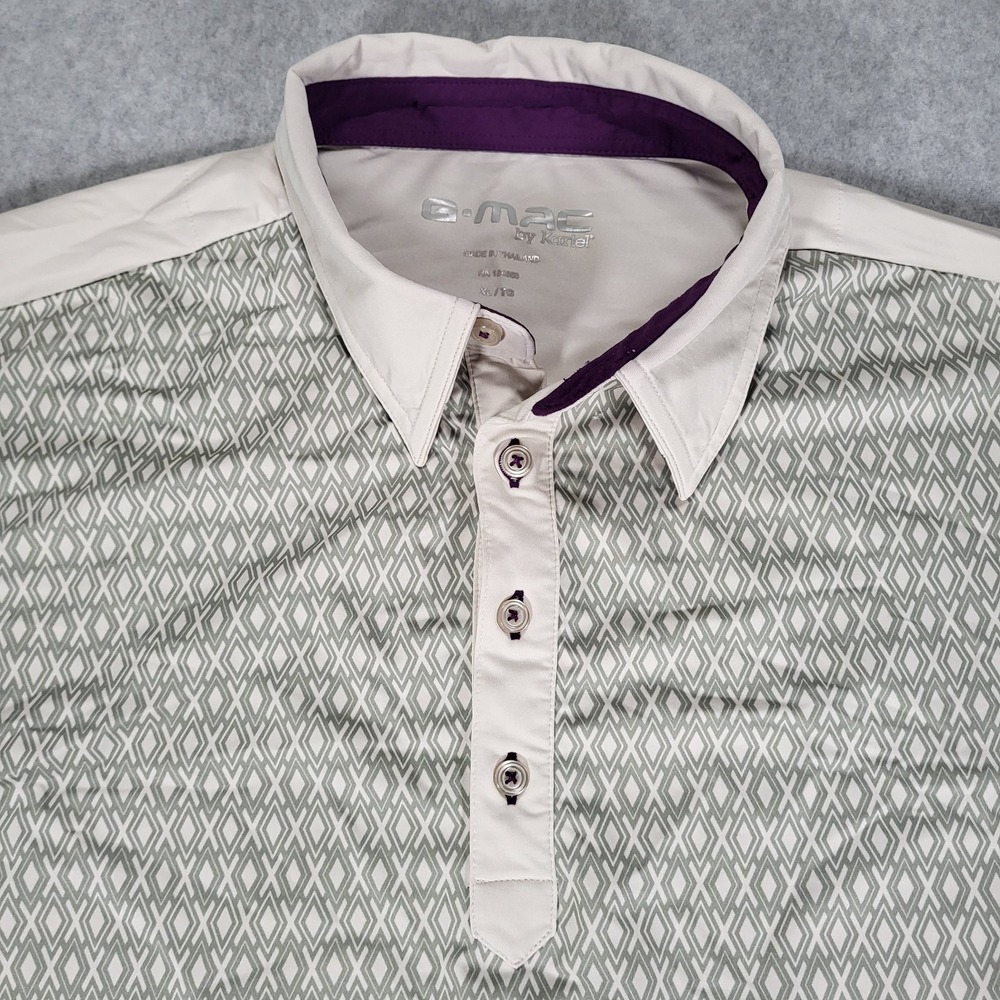 G-Mac by Kartel Short Sleeve Golf Polo Mens XL Cream Tan Geometric Pattern